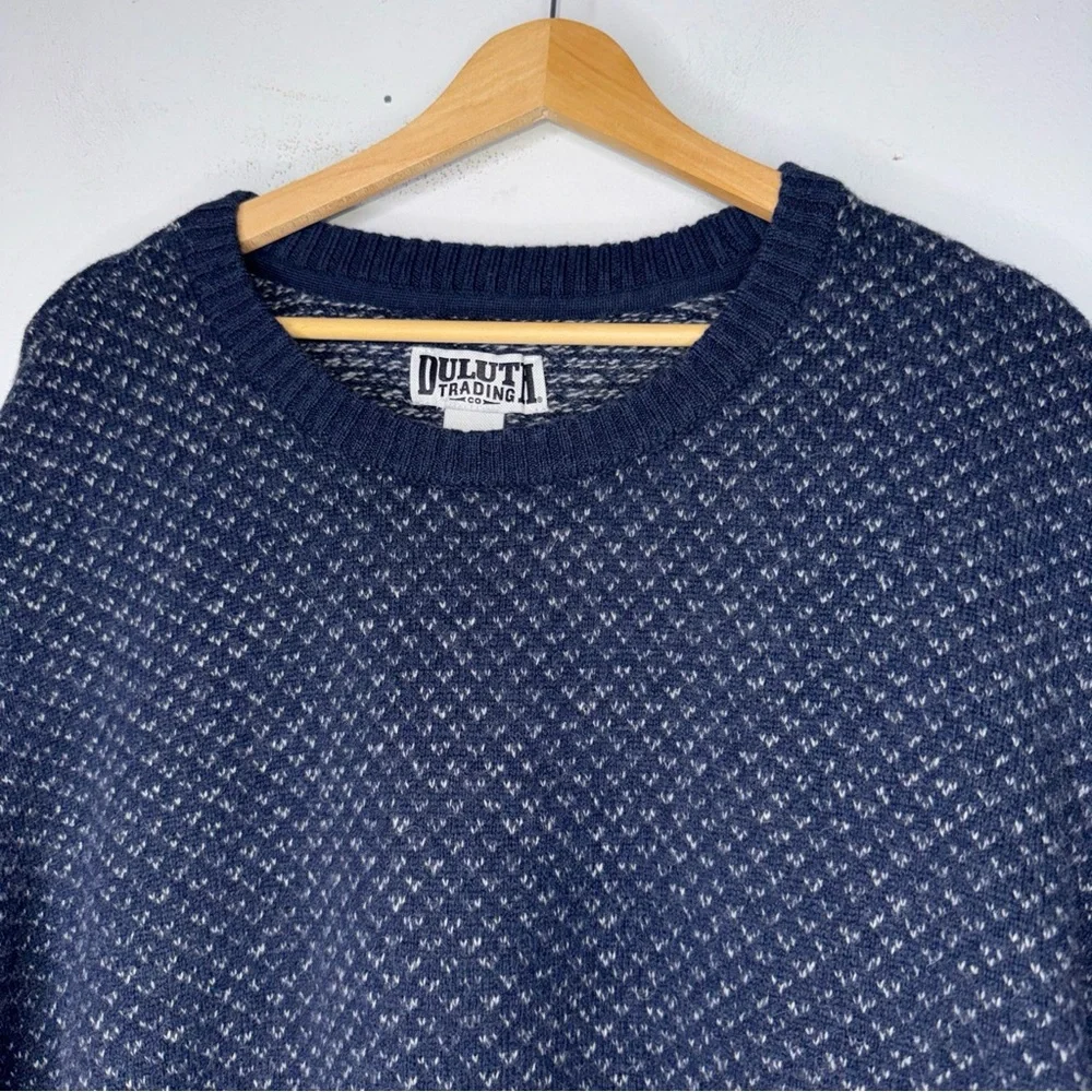 Duluth Trading Co Navy White Speck‎ Lambswool Crew Neck Sweater Men’s 2xlt